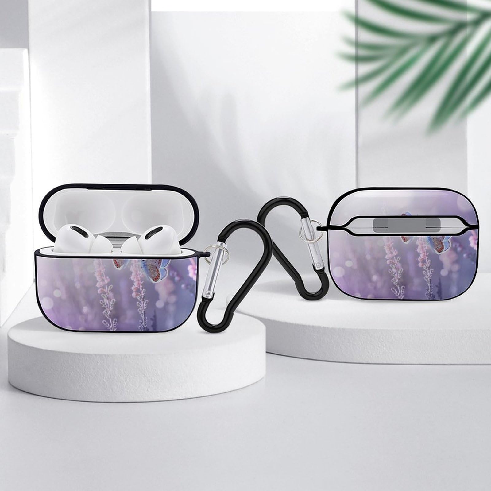 AirPods ラベンダーのケース付き 絶妙な”くすみ”ラベンダーパープルのAirPods Pro用レザーケース